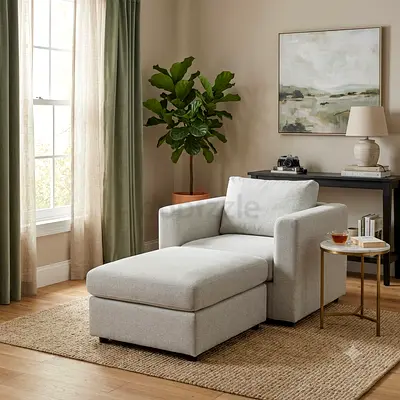 Comfortable Modern Armchair with Matching Ottoman