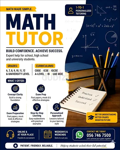 Math Tutor in Al Zahia | Expert Home Tuition for School Students