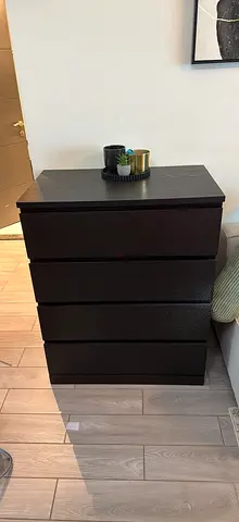 IKEA MALM 4-drawer Chest - Black-Brown