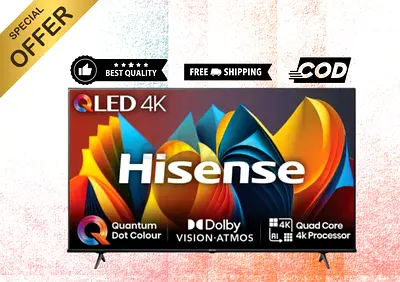 Hisense 50 Inch Smart 4K Ultra HD HDR QLED TV With Amazon Alexa 50E7NQTUK