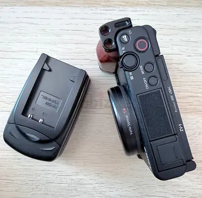 Sony ZV-1 4K Camera + SmallRig Cage, Wooden Grip Charger – Mint