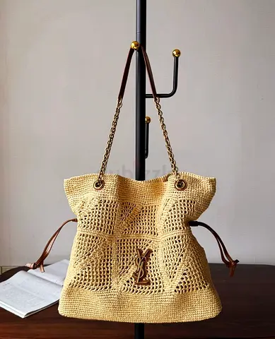 Saint Laurent Jamie 4.3 Large Pochon in Natural Raffia