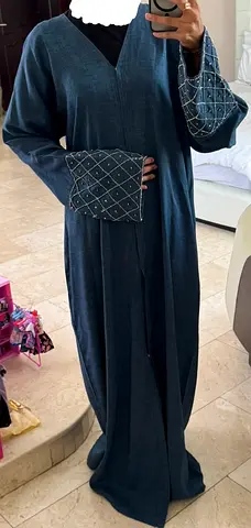 Dark Blue abaya with embellished cuff details, Never used, Size 60