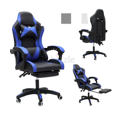 Ergonomic Blue  Black Gaming/Office Chair with Footrest