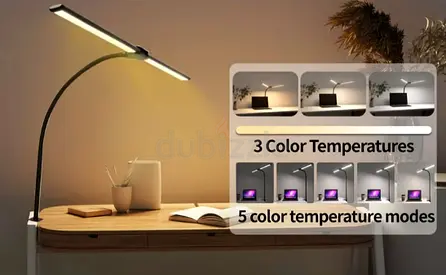 Led Desk Lamp for Office Home, Bright Double Head Desk Light with Clamp Architect Task Lamp 25 Light