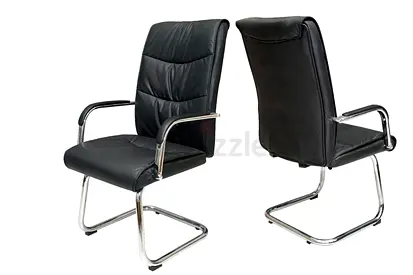 Black Leather Visitor/Conference Chairs with Chrome Frame