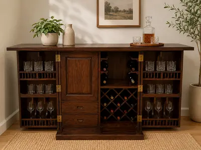 Marina Home Solid Wood Bar Cabinet