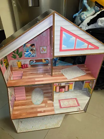 Kidkraft Wooden Pink Dollhouse - 3-Level Playhouse