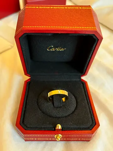 Cartier Love Ring in Yellow Gold 18K 1 Diamond (with Original Box) size 56