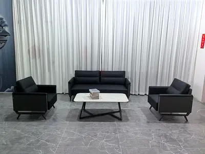 Black 3-Seater Sofa Set with Two Armchairs
