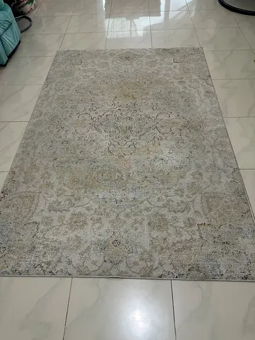 Light Grey Vintage-Style Area Rug — 200x140 cm, gently used