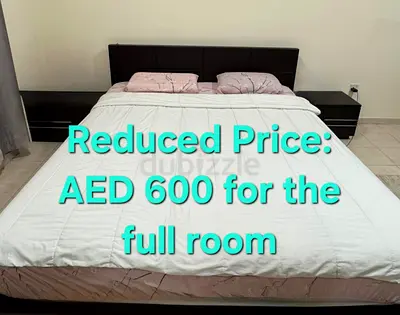 Full Bedroom (King Size Bed with Mattress, Wardrobe, Dressing, Side Tables, Drawers Chest)