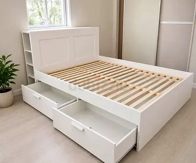 Ikea brimness bed with ikea mattress Queen size 160x200cm