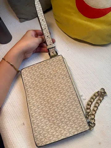 Michael Kors beige monogram belt bag with chain strap