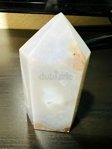 Polished White Druzy Agate Crystal Point Tower (Decorative Mineral)
