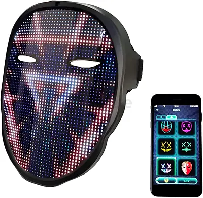 LED App-Controlled Light Up Mask — RGB Programmable Party Mask