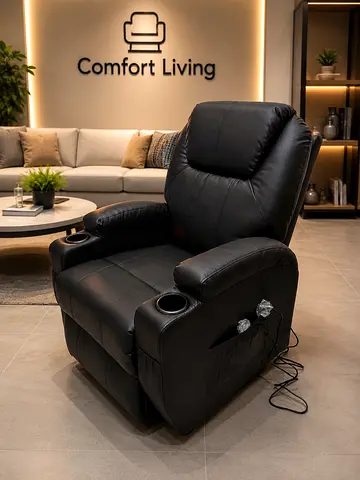 Brand New Electric Leather Power Lifter Recliner Armchair with Cup Holders and Side Pockets