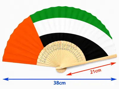 Customised Foldable hand Fan Satin and bamboo Frame material suitable for summer 20 country flag38cm