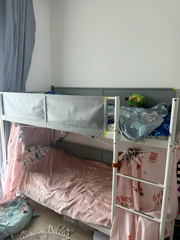 Ikea - White Metal Bunk Bed with Guard Rails - Used