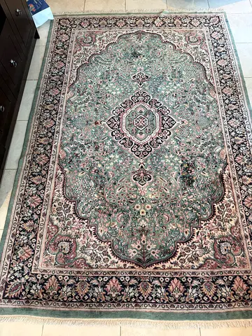 Handmade Persian carpet beautiful green color wool
