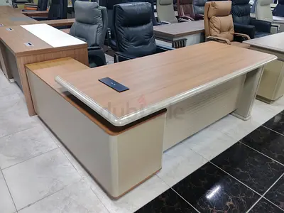 Large Executive Office Desk with Side Return - Light Wood Finish