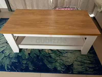 Wooden Top Coffee Table with Lower Shelf - Light Oak White