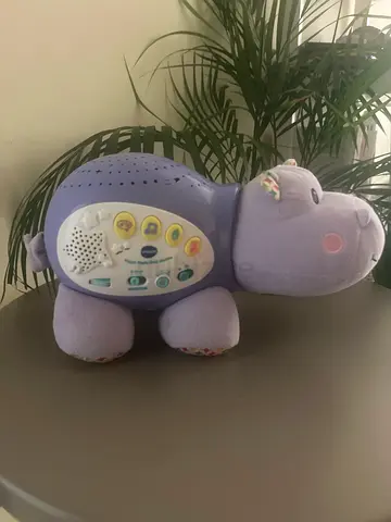 Plush Musical/Light-Up Hippo Toy - Gentle Sounds and Buttons