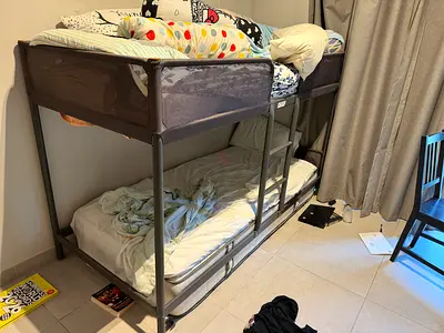 Metal Bunk Bed with Trundle - Good Condition (AED 400)