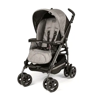 Lightweight grey baby stroller - compact, foldable, used