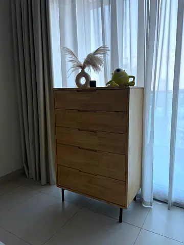OC Home 5-drawer Wooden Dresser with Metal Legs - Light Oak