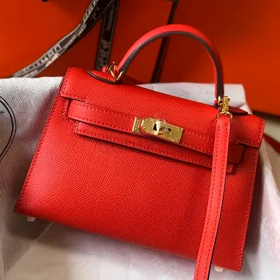 Hermes Kelly Mini II Sellier Bag In Red Epsom Leather