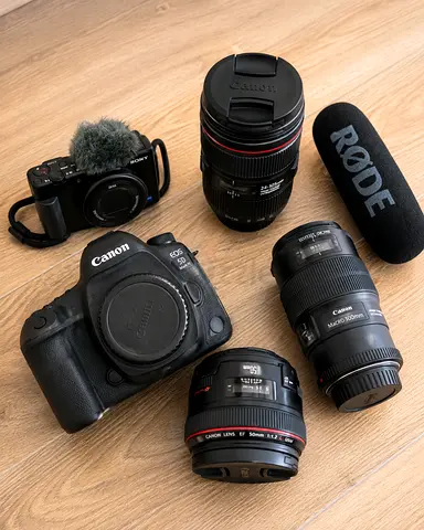 Complete Canon Professional Camera Kit – 5D Mark IV + L Lenses + RØDE Mic + sony zv1