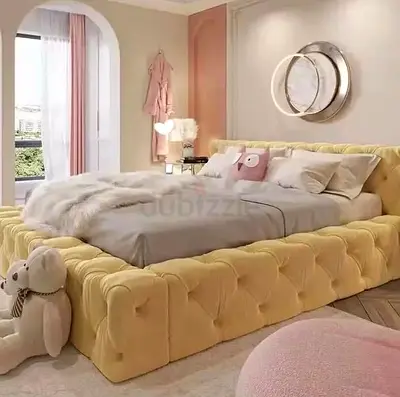 Yellow Tufted Upholstered Platform Bed - Queen/King