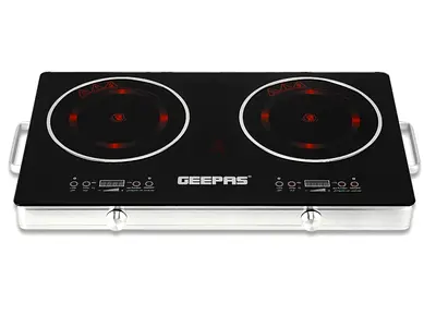 Geepas Double Electric Hot Plate - Portable 2-Burner Ceramic Hob