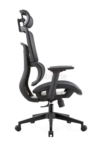 Ergonomic High-Back Office Chair with Headrest - Black
