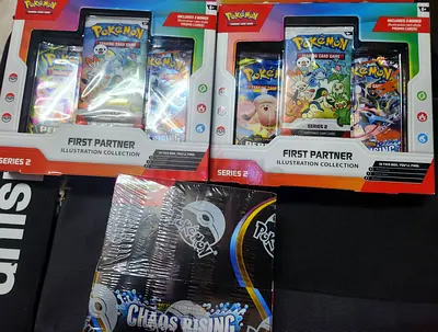 Pokémon TCG First Partner Illustration Collection (Series 2) x2 + Chaos Rising Pack