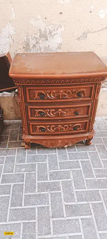 Wooden 3-Drawer Ornate Bedside Cabinet - Good Used Condition
