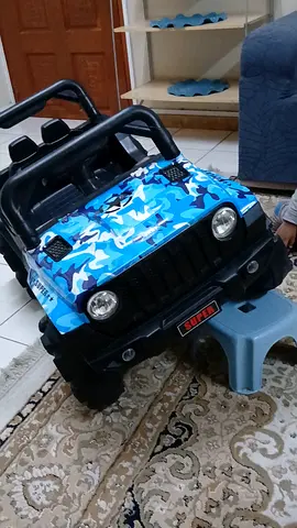 Blue Camo Electric Ride-On Jeep for Kids - Good Working Condition