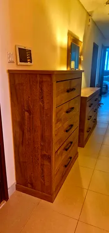 Solid Wood Tall Dresser Chest — 5 Drawers, Rustic Finish