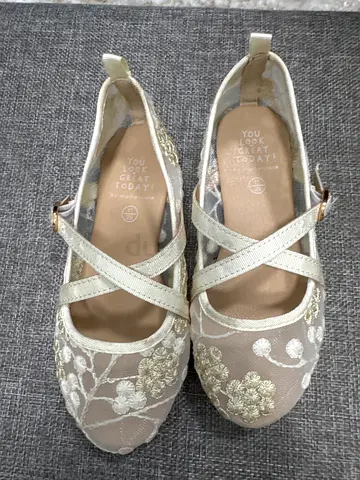 Girls Embroidered Floral Mesh Party Shoes by Mothercare