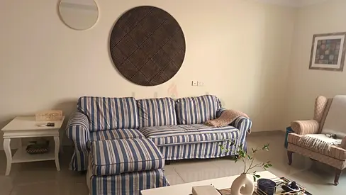 Blue Striped Sofa
