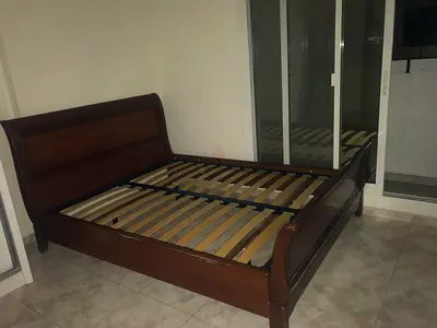 King size Solid Wood Double Bed Frame with Sleigh Headboard - Good Condition