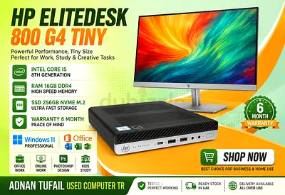 HP ELITEDESK 800 G4 TINY RAM 16GB DDR4 INTEL CORE i5 8TH GENERATION SSD DRIVE 256GB NVME (FULLSET)