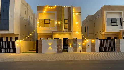 امتلك فيلا فاخرة بعجمان طابقين وروف  شامل رسوم  التسجيل والتمليك الكهربا والمية