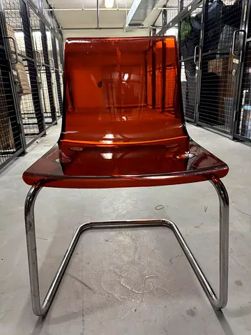 Set of 2 Transparent Amber Acrylic Side Chair with Chrome Frame from IKEA