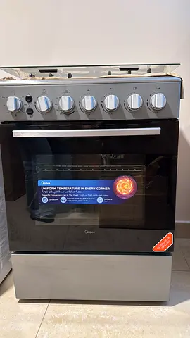 Midea 4-Burner Gas Cooker 60x60cm (Stainless Steel, EME6060-C) - Perfect Condition