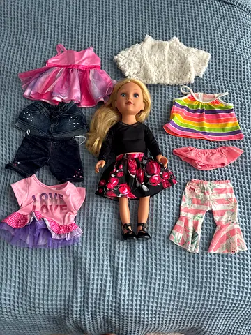 Large Blonde Doll with Clothes and Accessories Set