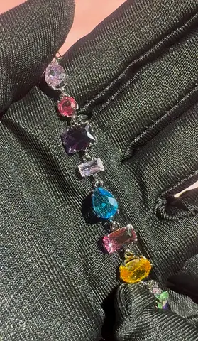 Multicolor gemstone bracelet with various cuts — silver-tone