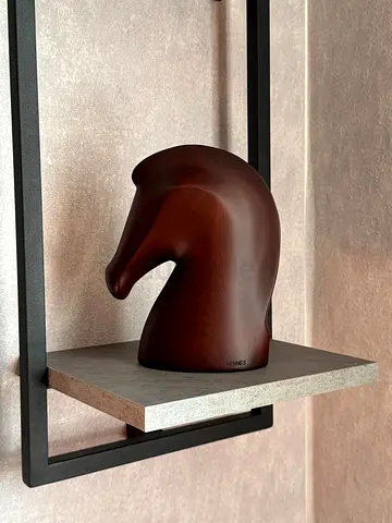 Hermes Wood Horse Head Sculpture
