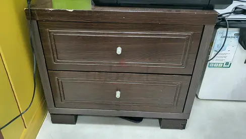Wooden Nightstand with Two Drawers